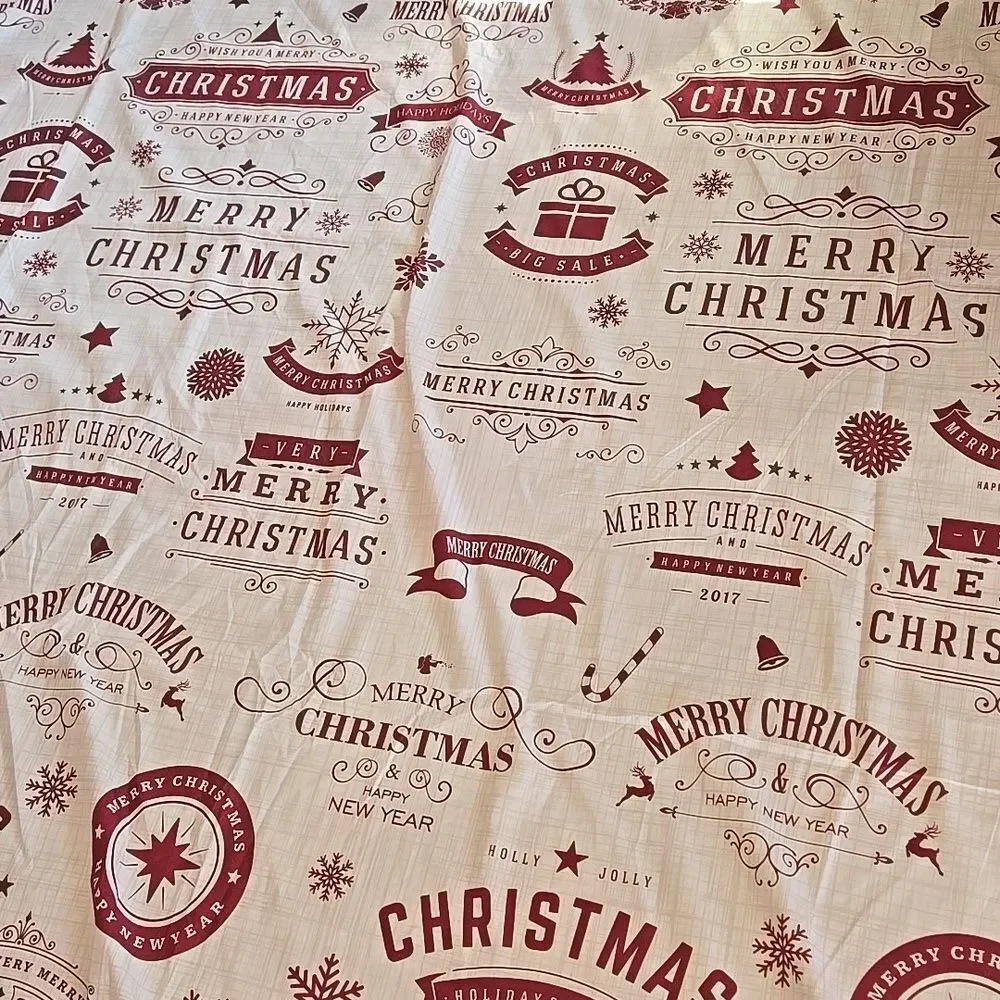 Merry Christmas Shower Curtain Xmas Tree Snowman Elk fabric Rustic Hooks snow